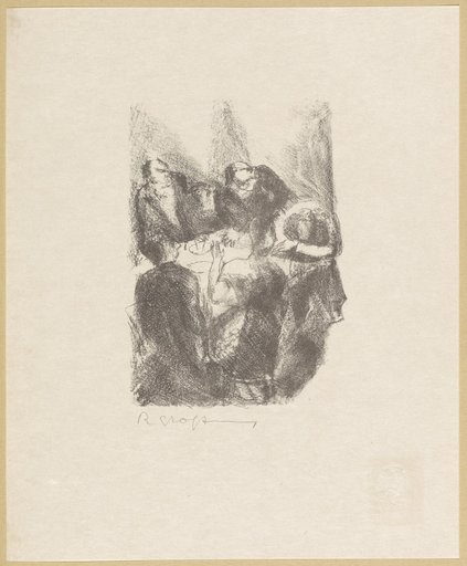 Untitled [Illustration of a man leaning forward over a table, page 75]