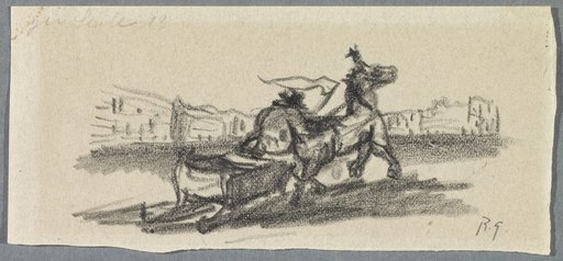 Untitled [A horse and sleigh galloping away]