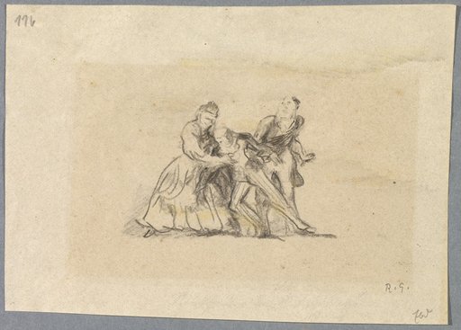 Untitled [A lady and a gentleman supporting a second man]