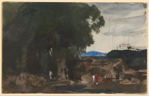 Rocky Shoreline Landscape with Trees
