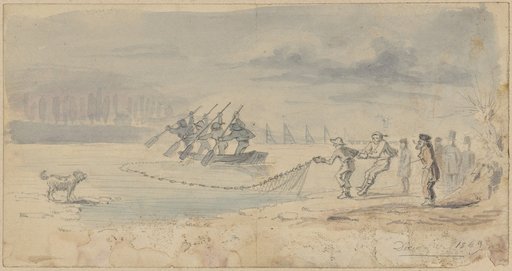 Four Fishermen with a Rowing Boat