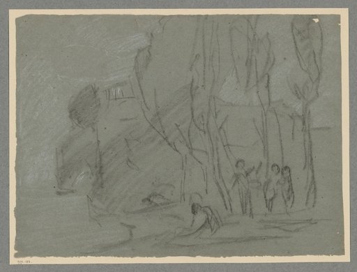Four Figures Under Tall Trees