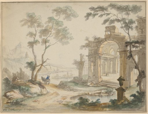River Landscape with a Bank Path and a Vehicle Moving into the Distance