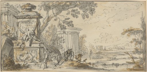 Park-like Ideal Landscape with Roman Ruins