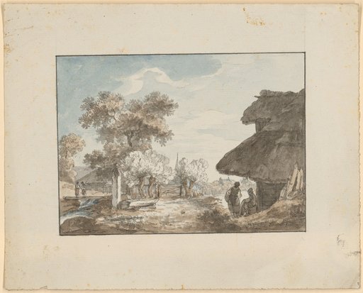 Rural Area with a Thatched Farmhouse in the Foreground