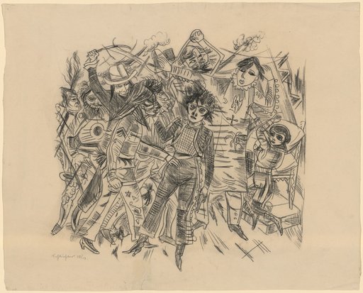 Wild West scene with circus personnel