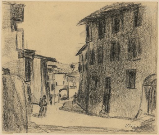 Alley with flat-roofed houses