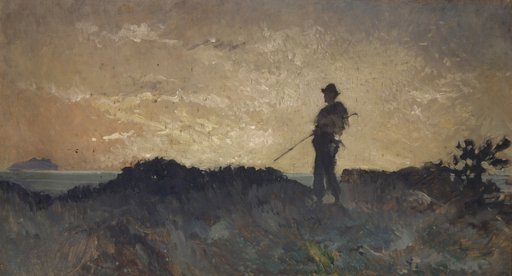 Swineherd in a Rocky Landscape by the Sea