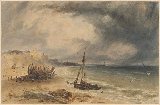 Seacoast and Harbor with a City