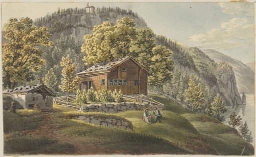 Swiss Lakeside Landscape with Farmhouse