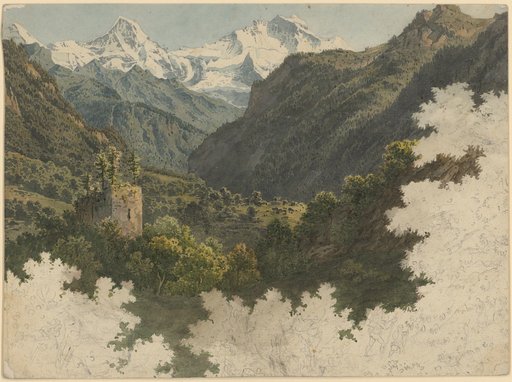 Landscape with a view of a Burgundy, the Eiger, the Mönch, and the Jungfrau