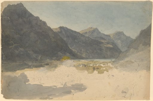 Lake landscape in the mountains (around Unterseen)