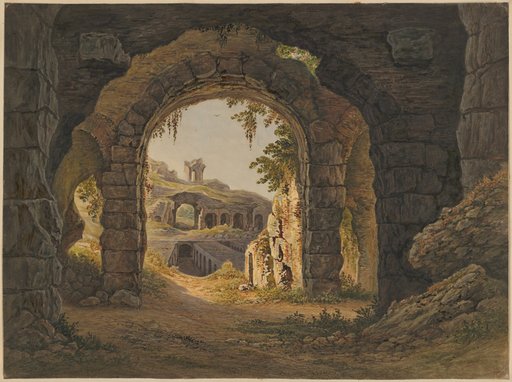 Roman ruins. View from an archway