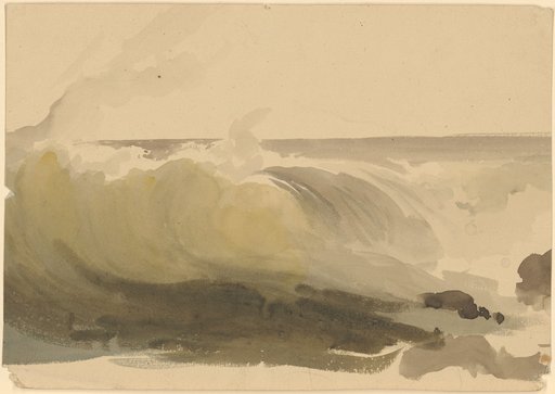 Wave study in yellow-green and grey