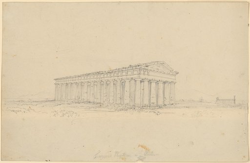 The Neptune Temple at Paestum. In the distance to the right the Basilica