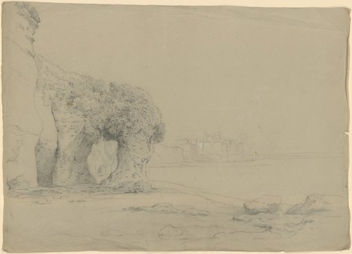 Italian Coastal Landscape with a Rock Arch on the Left Foreground