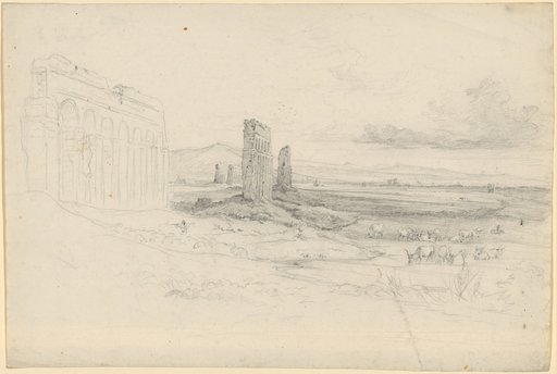 Roman Campagna with aqueduct and grazing cattle