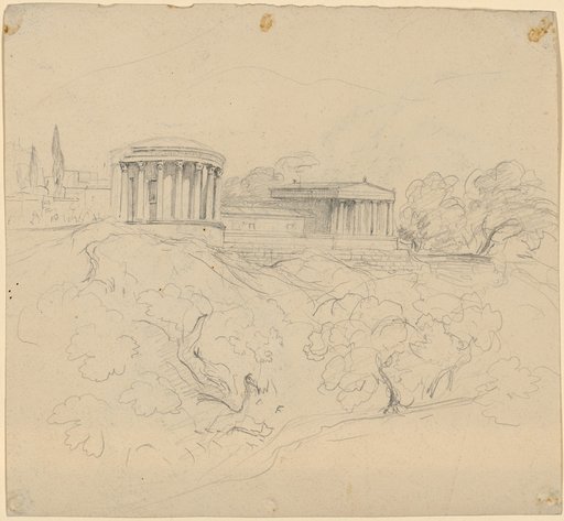 The Temple of Vesta (so-called Temple of the Sibyl) in Tivoli and an imaginary temple beside it