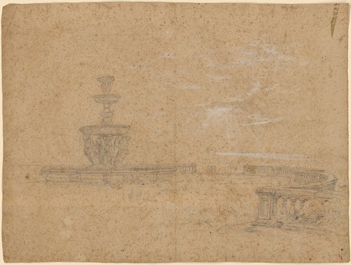 Park terrace with a large fountain