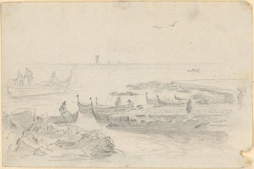Landing Place on the Seashore with Fishermen and Boats