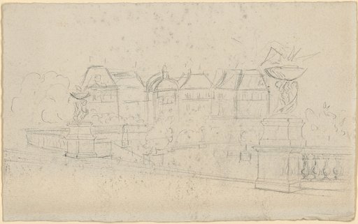 Garden Side of a Castle in French Style with a Terrace