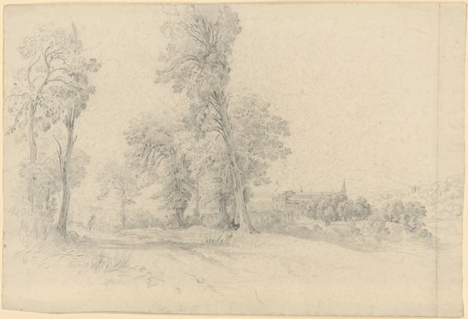 Italian Landscape with Trees, an Aqueduct, and a Large Estate