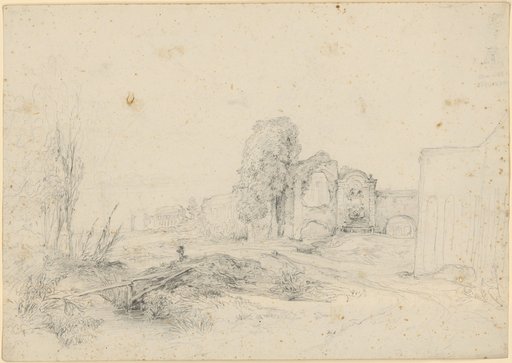 Ruin Landscape with an Aqueduct and a Baroque Wall Fountain