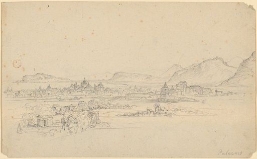 Palermo. Overall view, with the royal palace on the right. View towards the Conca d'Oro, direction Cefalù