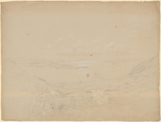 Wide Bosphorus landscape. View from an elevated shore towards the sea