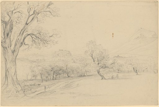 Distant view of Athens and the Acropolis, with figures in the foreground and middle ground