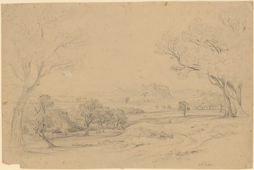 Athens. Distant view over the plain with the olive grove to the district at the foot of the Acropolis