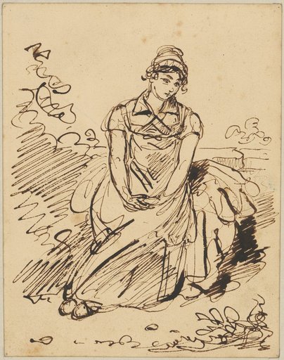 Seated Young Woman with Hands Folded in Her Lap
