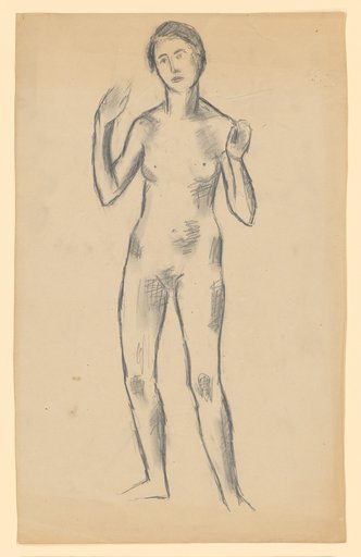 Standing Female Nude with Raised Hands