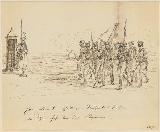 A Group of Soldiers Approaching a Sentry from the Right