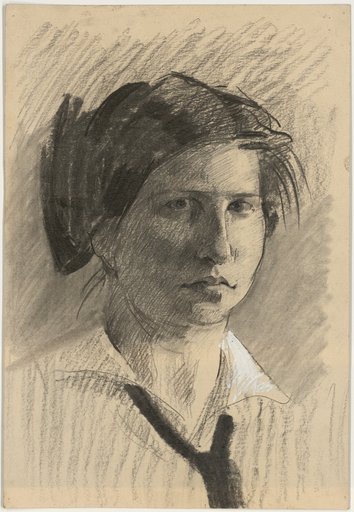 Bust Portrait of a Young Girl with Updo Hair, Detachable Collar, and Cravat