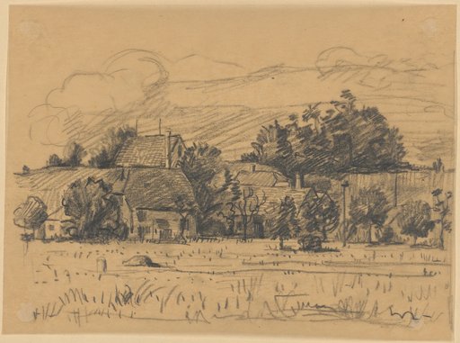 Group of Houses and Trees at a Dam