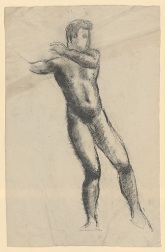 Male Nude in a Throwing Position