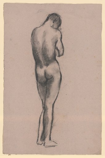 Standing Male Back Nude with Head Downcast