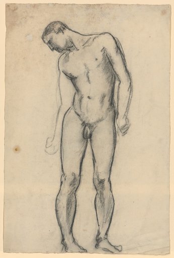 Standing Male Nude, Examining an Object in the Downcast Right Hand