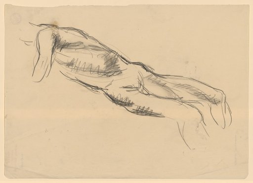 Recumbent male nude with twisted torso