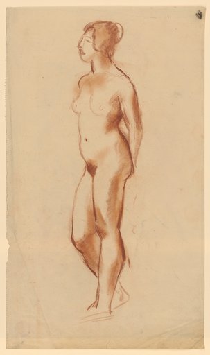 Standing female nude with hands behind back