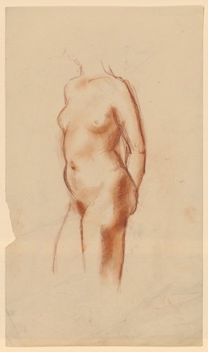 Standing female nude facing left