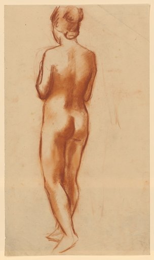 Standing female nude, back view