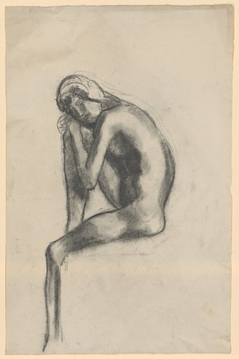 Seated girl nude with right knee raised