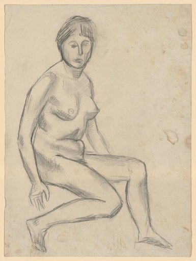 Seated female nude facing right