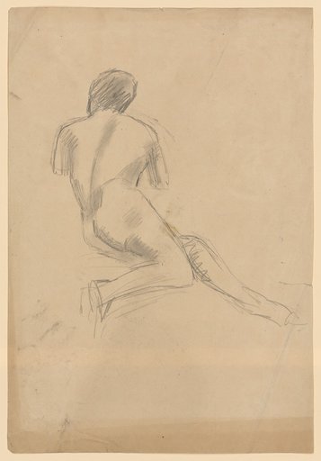 Recumbent female nude seen from behind