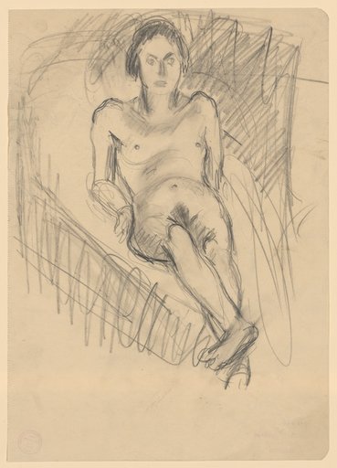 Recumbent female nude seen from the front