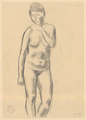 Standing female nude with right shoulder tilted