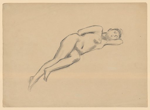 Recumbent female nude, head resting on left arm
