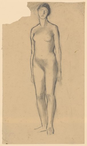 Standing female nude with hanging arms